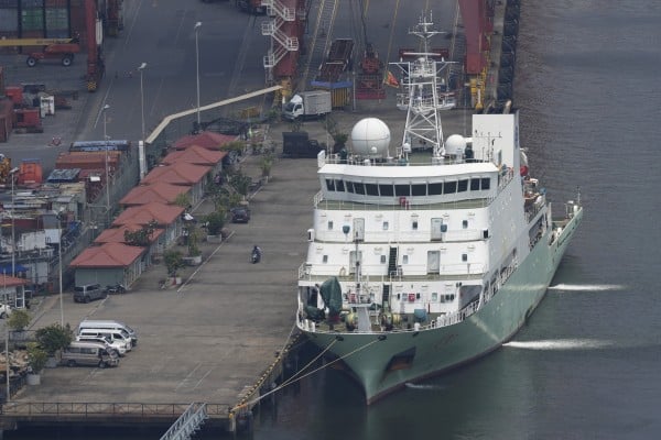 Chinese research ship Shi Yan 6 seen at Colombo harbour, Sri Lanka, in 2023. It is one of four such Chinese vessels spotted in the strategic Indian Ocean recently. Photo: AP Chinese research ship Shi Yan 6 seen at Colombo harbour, Sri Lanka, in 2023. It is one of four such Chinese vessels spotted in the strategic Indian Ocean recently. Photo: AP