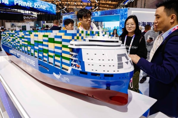 A model of a nuclear-powered container ship is displayed at the Marintec China expo in Shanghai last week. Photo: China News Service/VCG via Getty Images A model of a nuclear-powered container ship is displayed at the Marintec China expo in Shanghai last week. Photo: China News Service/VCG via Getty Images