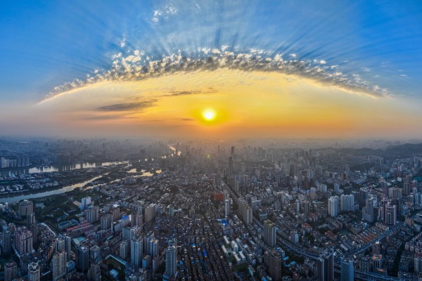 An aerial drone photo taken on March 12, 2024, shows Guangzhou in south China’s Guangdong province. Photo: Xinhua
