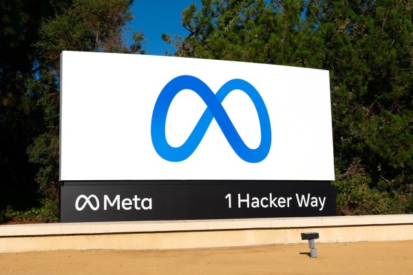 The logo of Meta Platforms is seen outside its headquarters in  Menlo Park, California. Photo: TNS