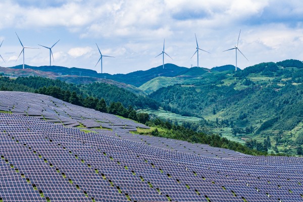 Fields of solar panels at a power station in Weining, Guizhou province, in China on July 3. Photo: Xinhua