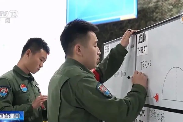 The war game simulated an encounter between Chinese and French multi-role fighters. Photo: CCTV The war game simulated an encounter between Chinese and French multi-role fighters. Photo: CCTV