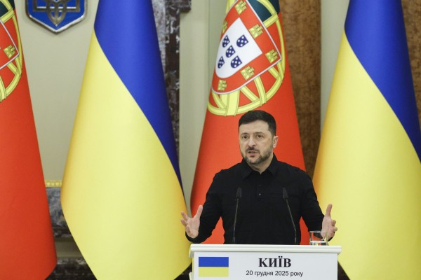 Ukrainian President Volodymyr Zelensky speaks during a press conference in Kyiv, Ukraine last week. Photo: EPA