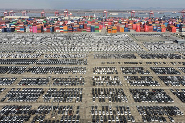 Vehicles awaiting export at the Nanjing Port Longtan area operated by Jiangsu Port Group in Nanjing, in China’s eastern Jiangsu province, on December 8. Photo: AFP