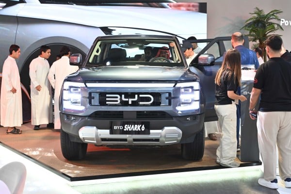 Chinese car brand BYD is showcased during the Auto World Show in Kuwait in September 2025. Photo: Xinhua Chinese car brand BYD is showcased during the Auto World Show in Kuwait in September 2025. Photo: Xinhua