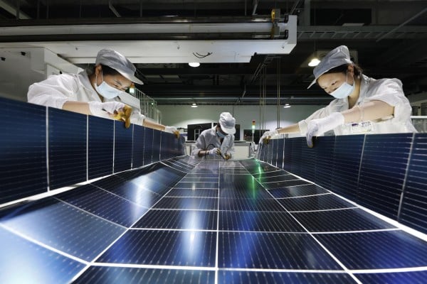 Authorities announced on Friday China will cancel export VAT rebates for solar panels and lower rebates for batteries from 9 per cent to 6 per cent from April 1. The rebates for batteries will be cancelled on January 1, 2027. Photo: VCG via Getty Images
