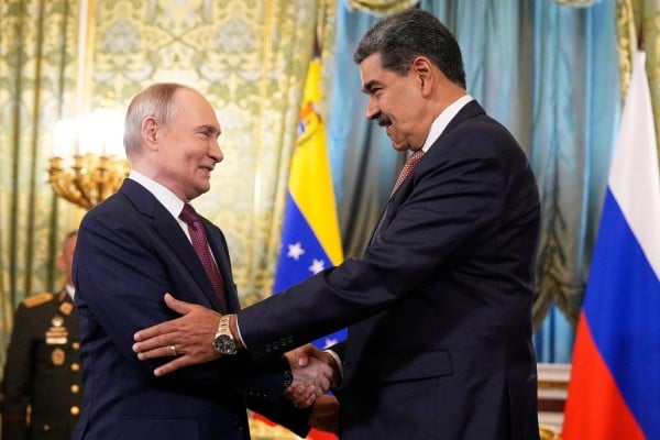 Russian President Vladimir Putin (left) shakes hands with Venezuelan President Nicolas Maduro during their meeting at the Kremlin in Moscow on May 7, 2025. Photo: Pool via Reuters Russian President Vladimir Putin (left) shakes hands with Venezuelan President Nicolas Maduro during their meeting at the Kremlin in Moscow on May 7, 2025. Photo: Pool via Reuters