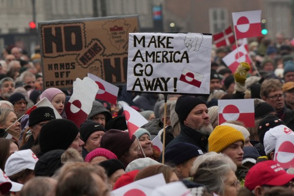 Protesters take part in a demonstration to show support for Greenland in Copenhagen, Denmark on January 17. Photo: Reuters