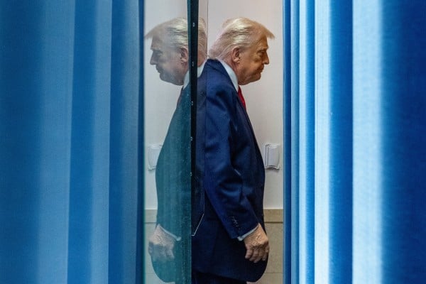 US President Donald Trump after speaking with reporters at the White House on Tuesday. Photo: AP US President Donald Trump after speaking with reporters at the White House on Tuesday. Photo: AP