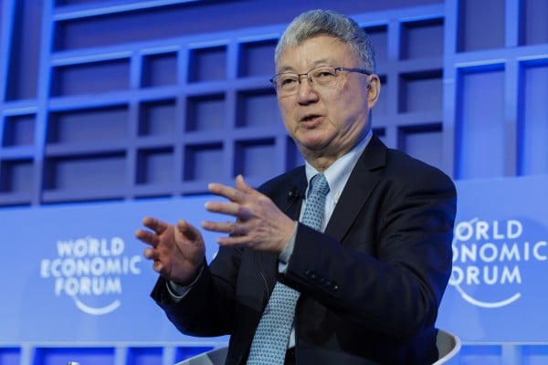 Zhu Min, a former deputy governor of the People’s Bank of China, spoke during a panel discussion at the World Economic Forum in Davos, Switzerland, on Wednesday. Photo: SCMPOST