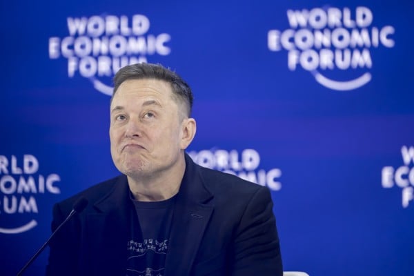 Tesla CEO Elon Musk at the World Economic Forum in Davos, Switzerland, on Thursday. Photo: EPA