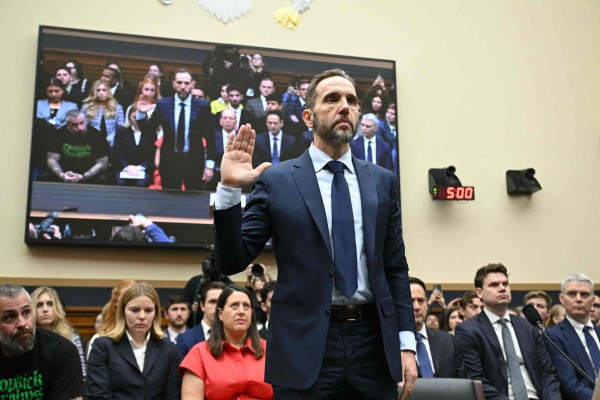 Former US special counsel Jack Smith being sworn in before he testifies. Photo: AFP