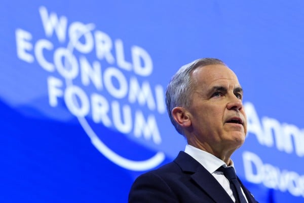 Canadian Prime Minister Mark Carney speaks during the 56th annual World Economic Forum meeting in Davos, Switzerland, on Tuesday. Photo: Reuters
