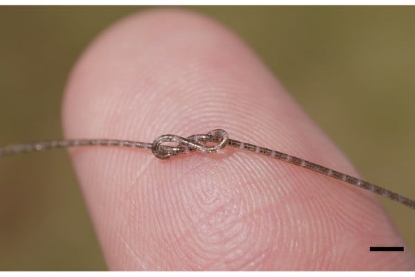 A fibre integrated circuit is a novel electronic device that is as thin as a strand of human hair. Photo: Handout A fibre integrated circuit is a novel electronic device that is as thin as a strand of human hair. Photo: Handout