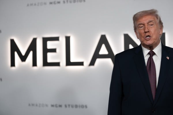 US President Donald Trump speaks to reporters at the premiere of Melania. (Photo: Zuma Press Wire/dpa) US President Donald Trump speaks to reporters at the premiere of Melania. (Photo: Zuma Press Wire/dpa)