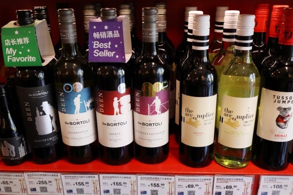 Bottles of Australian wine at a store in Beijing in November 2020. Photo: Reuters Bottles of Australian wine at a store in Beijing in November 2020. Photo: Reuters