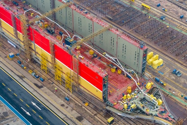 A vessel is seen under construction at a ship-building facility in China’s Jiangsu province on January 27. Photo: Xinhua A vessel is seen under construction at a ship-building facility in China’s Jiangsu province on January 27. Photo: Xinhua