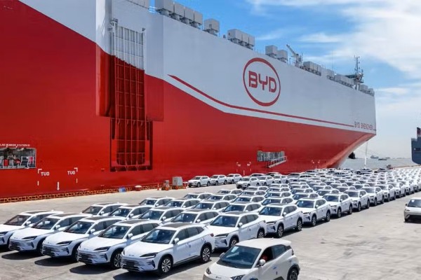 In May, BYD unloaded 7,292 electric vehicles at Itajai port in southern Brazil using its own cargo ships. Photo: Handout