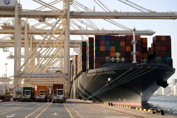 A container ship docked at the port of Jebel Ali, operated by the Dubai-based ports operator DP World. Photo: AFP