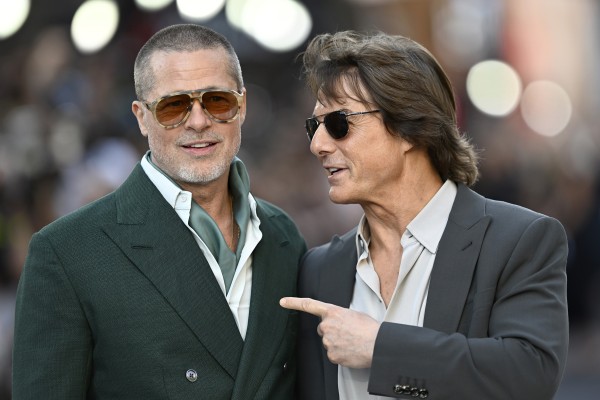 Brad Pitt (left) and Tom Cruise attend a film premiere in London in June 2025. Photo: TNS