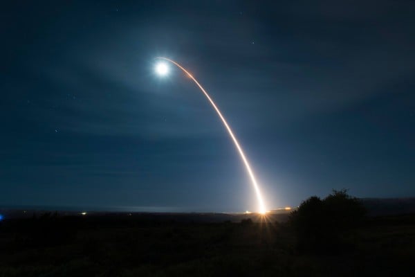 An unarmed Minuteman III intercontinental ballistic missile launches during a developmental test at Vandenberg Air Force Base, California, on February 5. A State Department official has confirmed the US will resume nuclear testing.  Photo: AFP