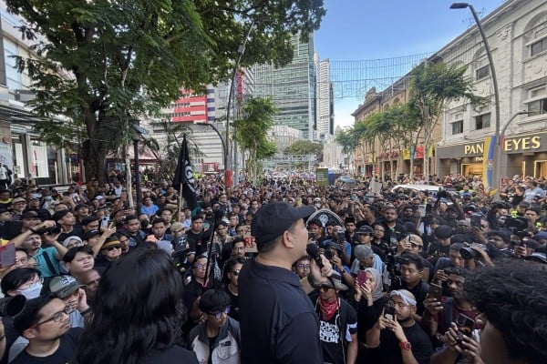 Rafizi Ramli addresses the crowd at Sunday’s rally. Photo: X/Rafizi Ramli