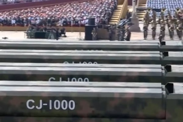 China’s CJ-1000 hypersonic cruise missile is capable of striking high-value naval and aerial assets from thousands of kilometers away. Photo: CCTV China’s CJ-1000 hypersonic cruise missile is capable of striking high-value naval and aerial assets from thousands of kilometers away. Photo: CCTV