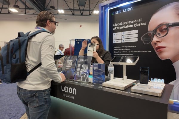 LLVision’s Leion Hey2 focuses on real-time translation at the Consumer Electronics Show (CES) 2026 in Las Vegas. Photo: Wency Chen LLVision’s Leion Hey2 focuses on real-time translation at the Consumer Electronics Show (CES) 2026 in Las Vegas. Photo: Wency Chen