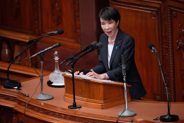 Japan’s Prime Minister Sanae Takaichi gives her policy speech during the special Diet session in Tokyo on Friday. Photo: AP Japan’s Prime Minister Sanae Takaichi gives her policy speech during the special Diet session in Tokyo on Friday. Photo: AP