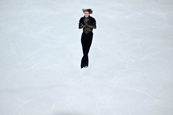 Figure skater Ilia Malinin, from the United States, competes in the men’s singles free skating team event at the Milano Cortina Winter Olympics on February 8. Photo: AFP