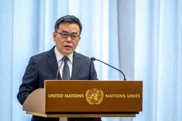 China’s UN ambassador Shen Jian at the annual United Nations Conference on Disarmament in Geneva, Switzerland on Monday. Photo: AFP China’s UN ambassador Shen Jian at the annual United Nations Conference on Disarmament in Geneva, Switzerland on Monday. Photo: AFP