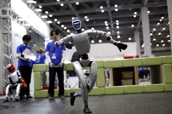 A robot by ‘little giant’ tech firm Unitree Robotics dancing at the TechShare booth during the International Robot Exhibition 2025 (iREX2025) in Tokyo, Japan, on December 3. Photo: EPA A robot by ‘little giant’ tech firm Unitree Robotics dancing at the TechShare booth during the International Robot Exhibition 2025 (iREX2025) in Tokyo, Japan, on December 3. Photo: EPA