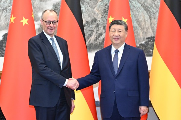German Chancellor Friedrich Merz and Chinese President Xi Jinping in Beijing on Wednesday. Photo: AP