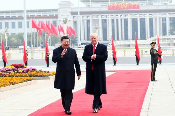 Chinese President Xi Jinping welcomes US President Donald Trump outside the Great Hall of the People in Beijing during the American leader’s 2017 visit. Photo: Xinhua Chinese President Xi Jinping welcomes US President Donald Trump outside the Great Hall of the People in Beijing during the American leader’s 2017 visit. Photo: Xinhua