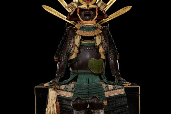 A samurai suit of armour and helmet are seen at “Samurai”, a new exhibition at London’s British Museum running until May 4. A samurai suit of armour and helmet are seen at “Samurai”, a new exhibition at London’s British Museum running until May 4.