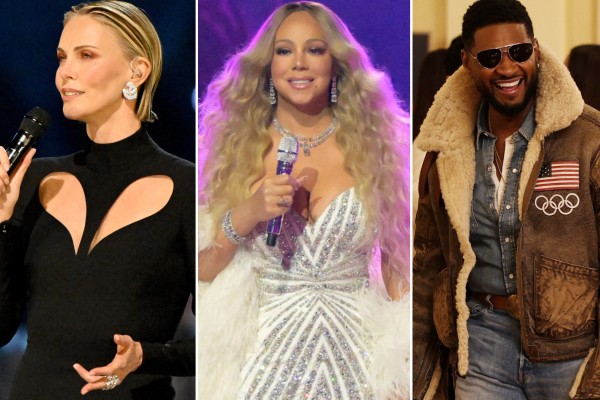 Charlize Theron, Mariah Carey and Usher at the Milano Cortina 2026 Winter Olympics. Photos: DPA, EPA, Reuters