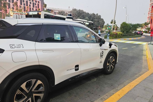 A WeRide robotaxi is pictured in Abu Dhabi on December 7, 2025. Photo: Coco Feng
