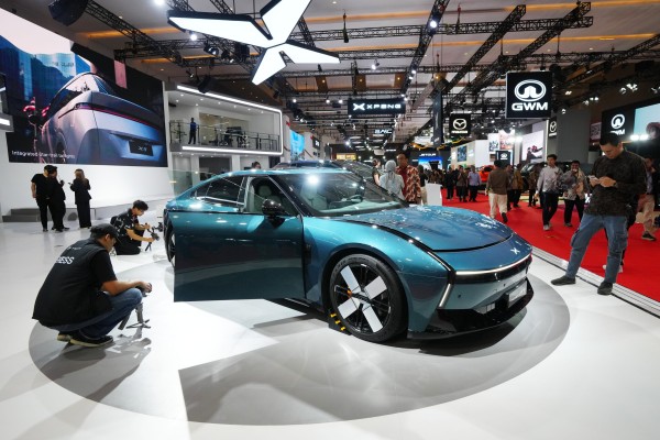 The Next P7, an electric vehicle from Xpeng, appears at the Indonesian International Motor Show in Jakarta on February 5, 2026. Photo: AP Photo