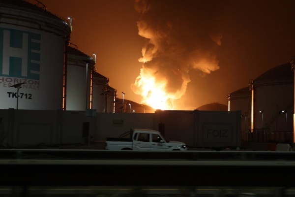Fire and smoke rise from the Fujairah oil industry zone, caused by debris from an intercepted drone, according to the Fujairah media office, in Fujairah, United Arab Emirates, on March 4, as Iran launched retaliatory attacks across the region. Photo: EPA Fire and smoke rise from the Fujairah oil industry zone, caused by debris from an intercepted drone, according to the Fujairah media office, in Fujairah, United Arab Emirates, on March 4, as Iran launched retaliatory attacks across the region. Photo: EPA