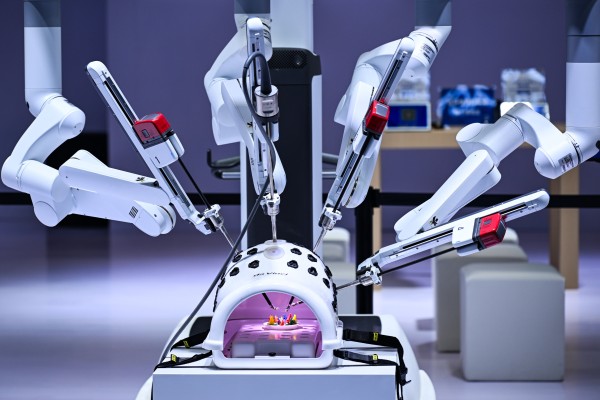A surgical robotic demonstration is seen during an exhibition for medical equipment last March in China’s Chongqing. Photo: Xinhua