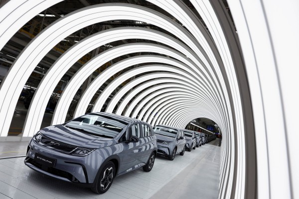 Electric cars inside BYD’s first EV factory in Thailand. Observers say this year has proved a turning point for EV uptake across Southeast Asia. Photo: Reuters