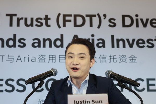 Cryptocurrency mogul Justin Sun attends a press conference in Hong Kong in April 2025. Photo: Edmond So