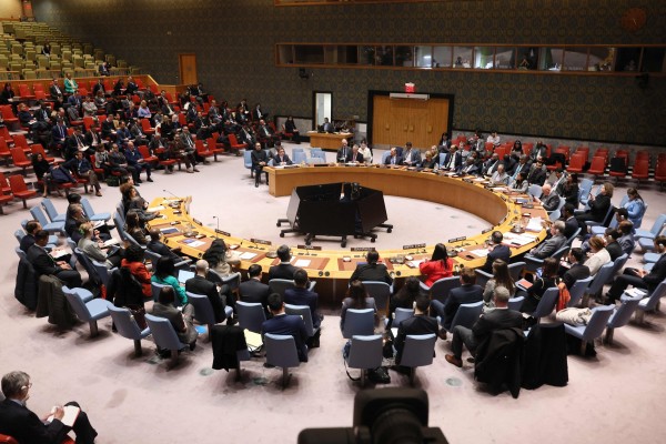 Members of the UN Security Council listen as Gholamhossein Darzi, Iran’s ambassador to the UN, speaks at the UN headquarters on January 15. Photo: Getty Images via AFP