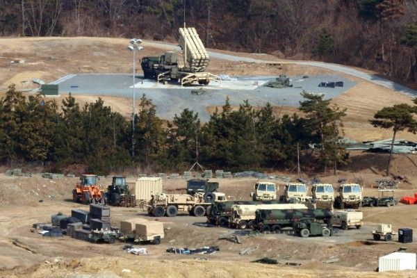 A THAAD missile defense launcher sits at a US military base in Seongju, South Korea, on March 5. Photo: AFP