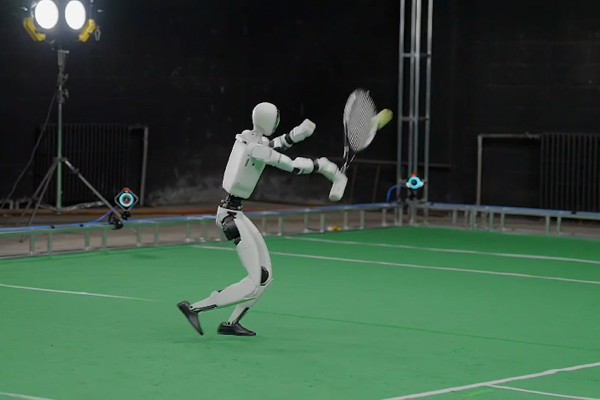 The robot developed by Tsinghua University and Galbot is able to return 88.69 per cent of shots it faces.
The robot developed by Tsinghua University and Galbot is able to return 88.69 per cent of shots it faces.