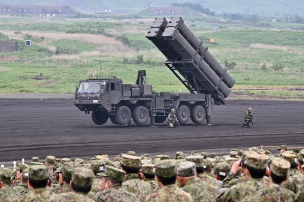 Japan’s Ground Self-Defence Force unveils a Type 12 coastal defence anti-ship missile launcher vehicle during a training exercise in June last year. Photo: Handout
