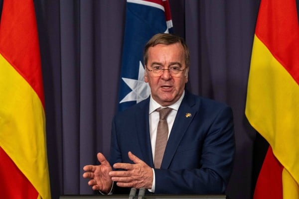 German Defence Minister Boris Pistorius speaks during a press conference with his Australian counterpart Richard Marles following their meeting in Canberra on Thursday. Photo: dpa German Defence Minister Boris Pistorius speaks during a press conference with his Australian counterpart Richard Marles following their meeting in Canberra on Thursday. Photo: dpa