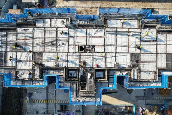 A residential building under construction by China Vanke in Hangzhou, Zhejiang province, in March 2024. Photo: AFP