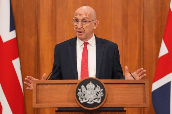 Britain’s Defence Secretary John Healey delivers a statement at 9 Downing Street in London on Thursday. Photo: AFP Britain’s Defence Secretary John Healey delivers a statement at 9 Downing Street in London on Thursday. Photo: AFP