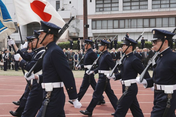 Japan’s National Defence Academy students participate in a parade in Yokosuka, Kanagawa prefecture on April 5. Photo: AFP Japan’s National Defence Academy students participate in a parade in Yokosuka, Kanagawa prefecture on April 5. Photo: AFP